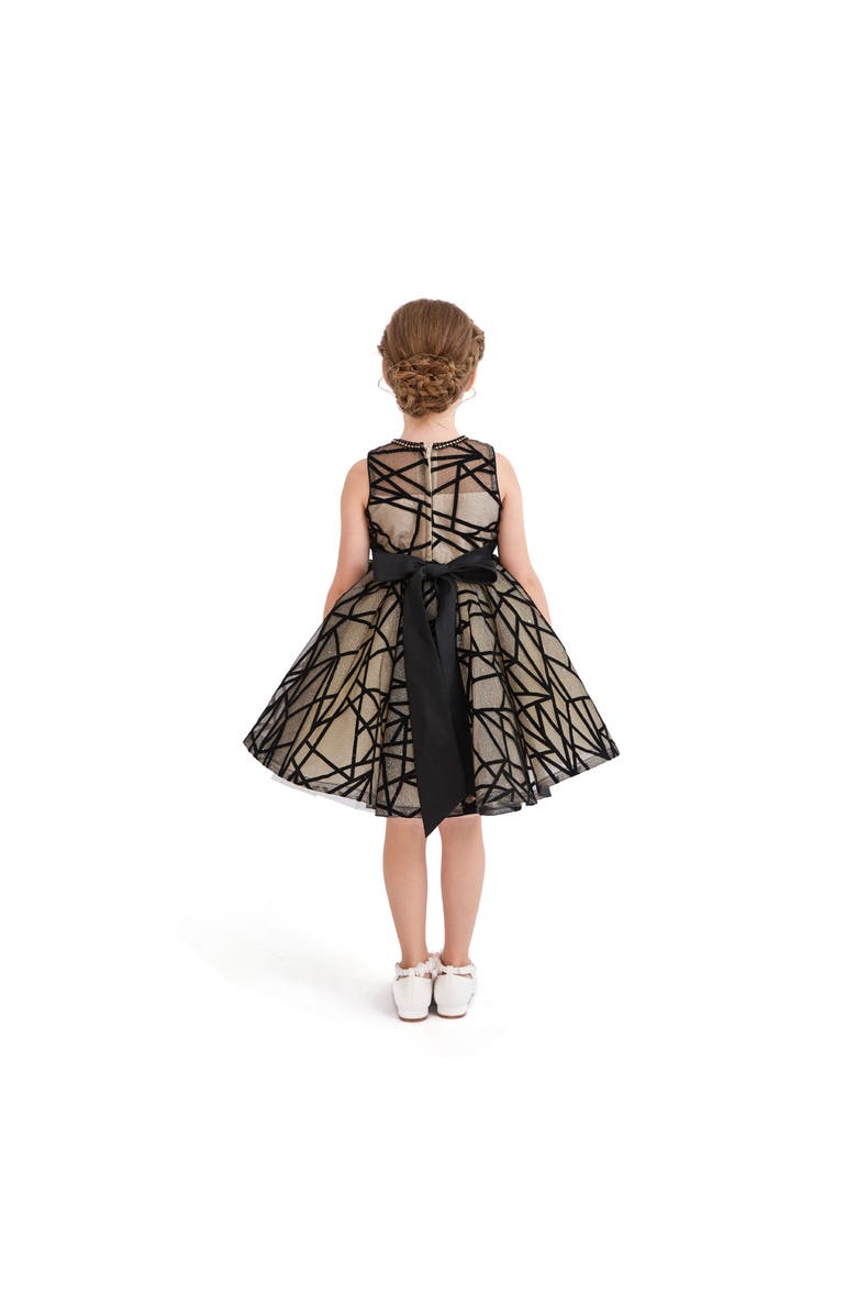 Tulleen Patterned Ribbon Charm Dress, Alternate, color, Beige