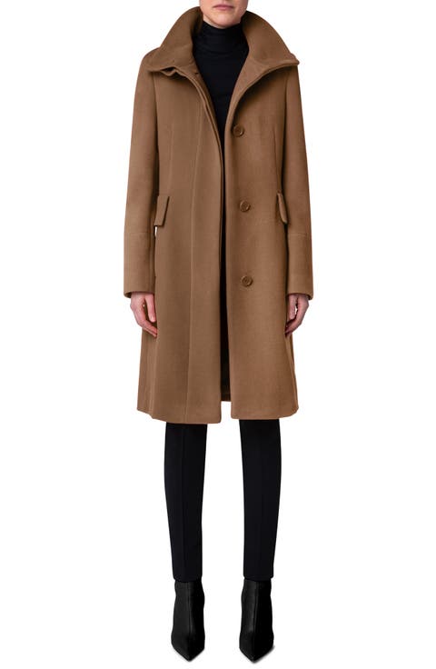 Stand Collar Wool Blend Fleece Coat