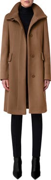 Akris punto Stand Collar Wool Blend Fleece Coat