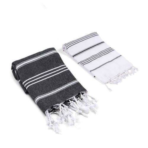 Olive And Linen Olive & Linen Bodrum / Datca Turkish Hand Towel Set In Black