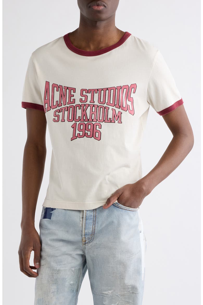 Eram College Logo Ringer Graphic T-Shirt, Main, color, OFF WHITE/ BURGUNDY