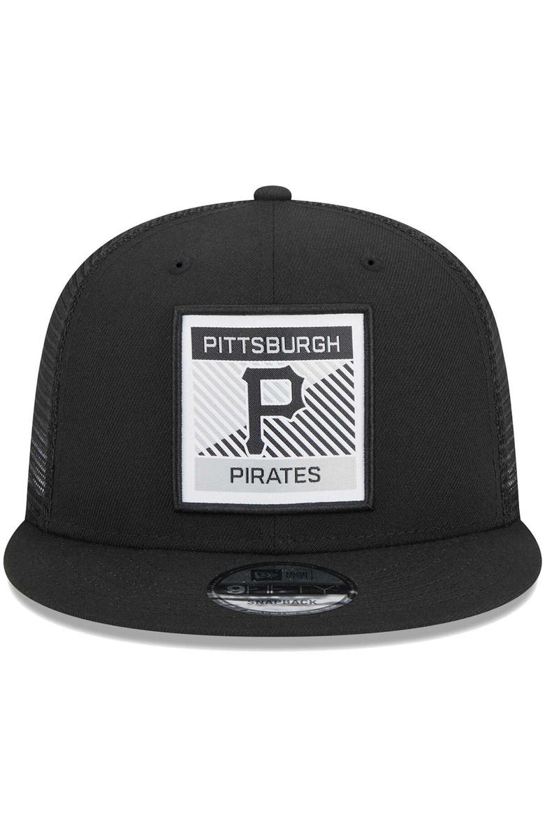 New Era Men's New Era Black Pittsburgh Pirates Scratch Squared Trucker 9FIFTY Snapback Hat, Alternate, color, 