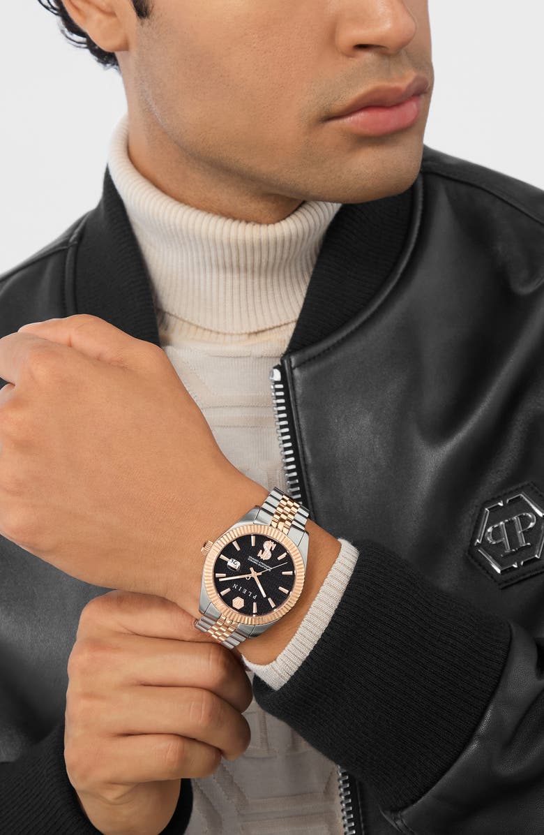 PHILIPP PLEIN Date Superlative Two-Tone Bracelet Watch, 41mm, Alternate, color, Two Tone