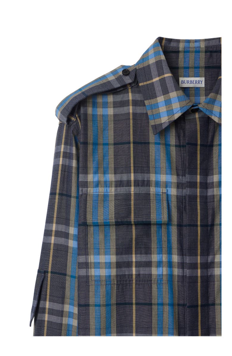 Burberry Regular Fit Check Cotton Shirt, Alternate, color, Ink