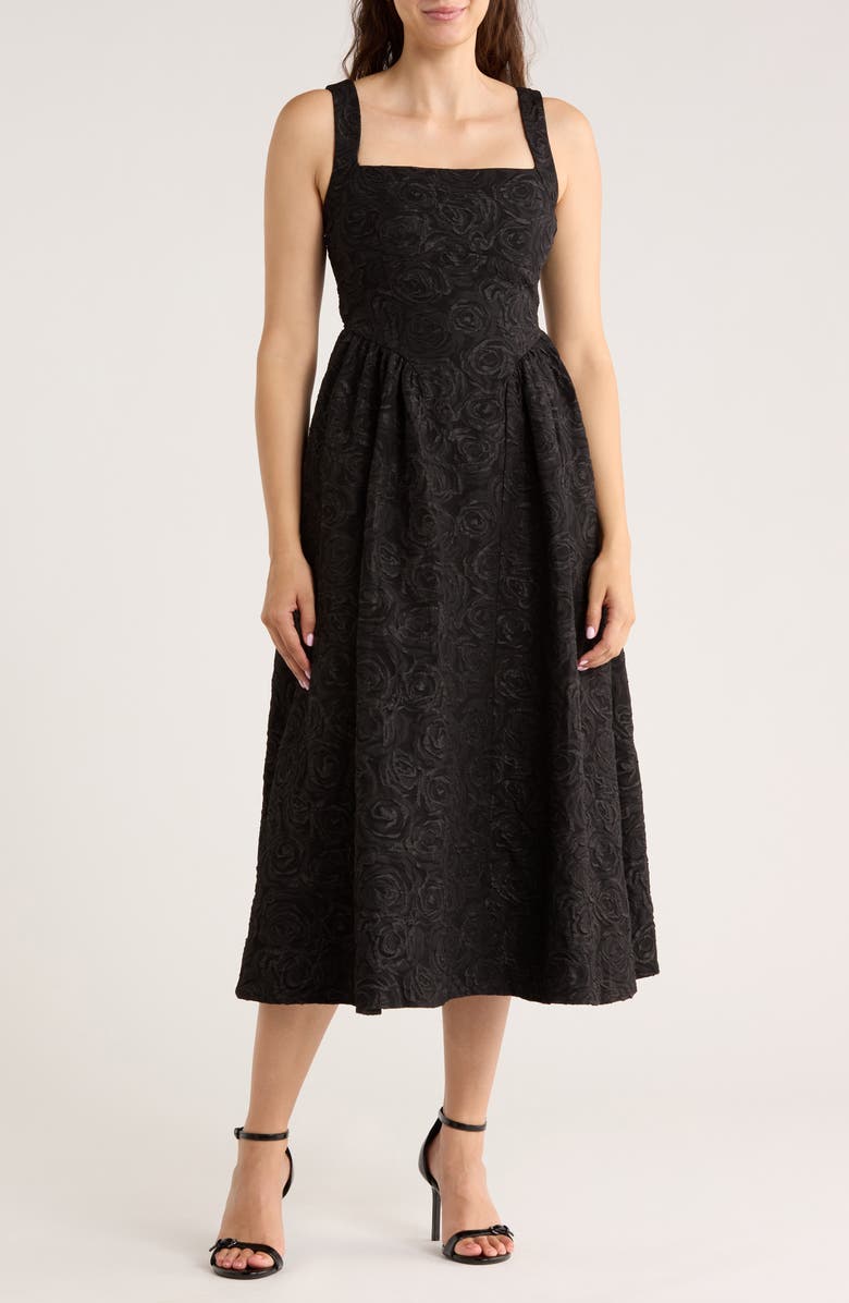 Blu Pepper Floral Midi Dress, Main, color, Black