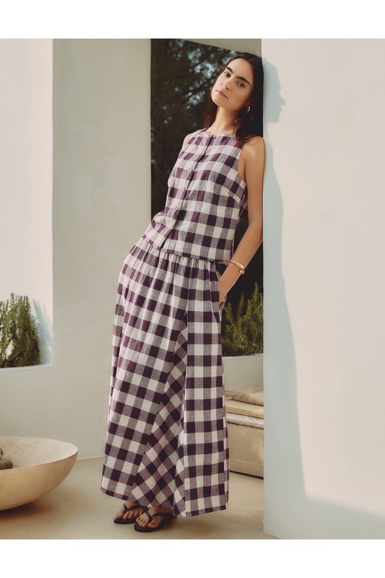 Gingham Maxi Skirt, Alternate, color, Burgundy