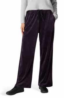 Eileen Fisher Wide Leg Organic Cotton Blend Velour Pants