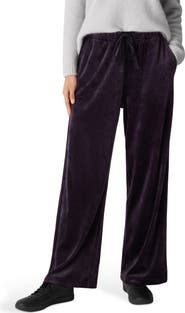 Eileen Fisher Wide Leg Organic Cotton Blend Velour Pants