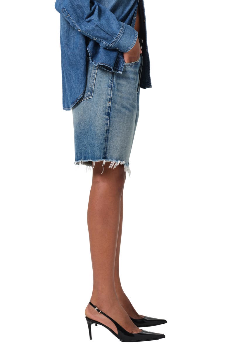 Citizens of Humanity Ayla High Waist Raw Hem Cutoff Denim Bermuda Shorts, Alternate, color, Babylonia