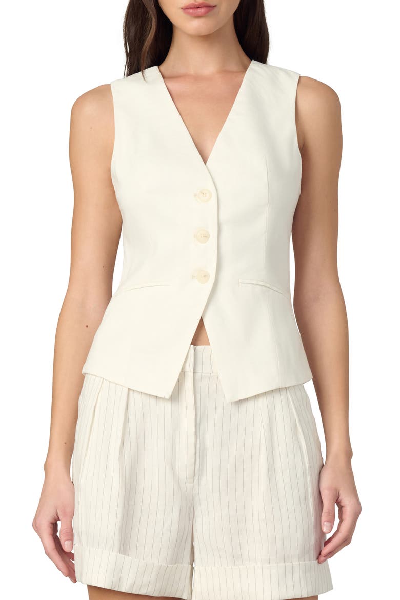The Maeve Linen Blend Vest, Main, color, ECRU