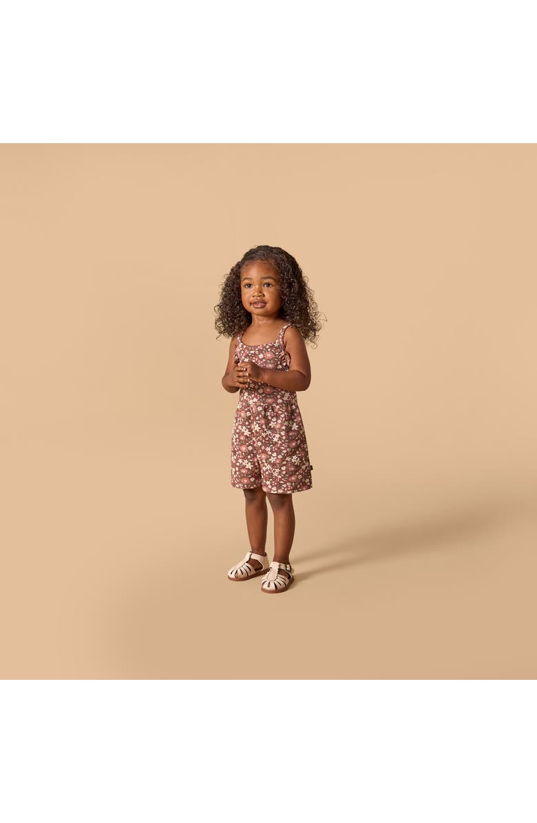 Modern Moments<sup>™</sup> by Gerber Sleeveless Ruffle Romper, Alternate, color, Brown Star Floral