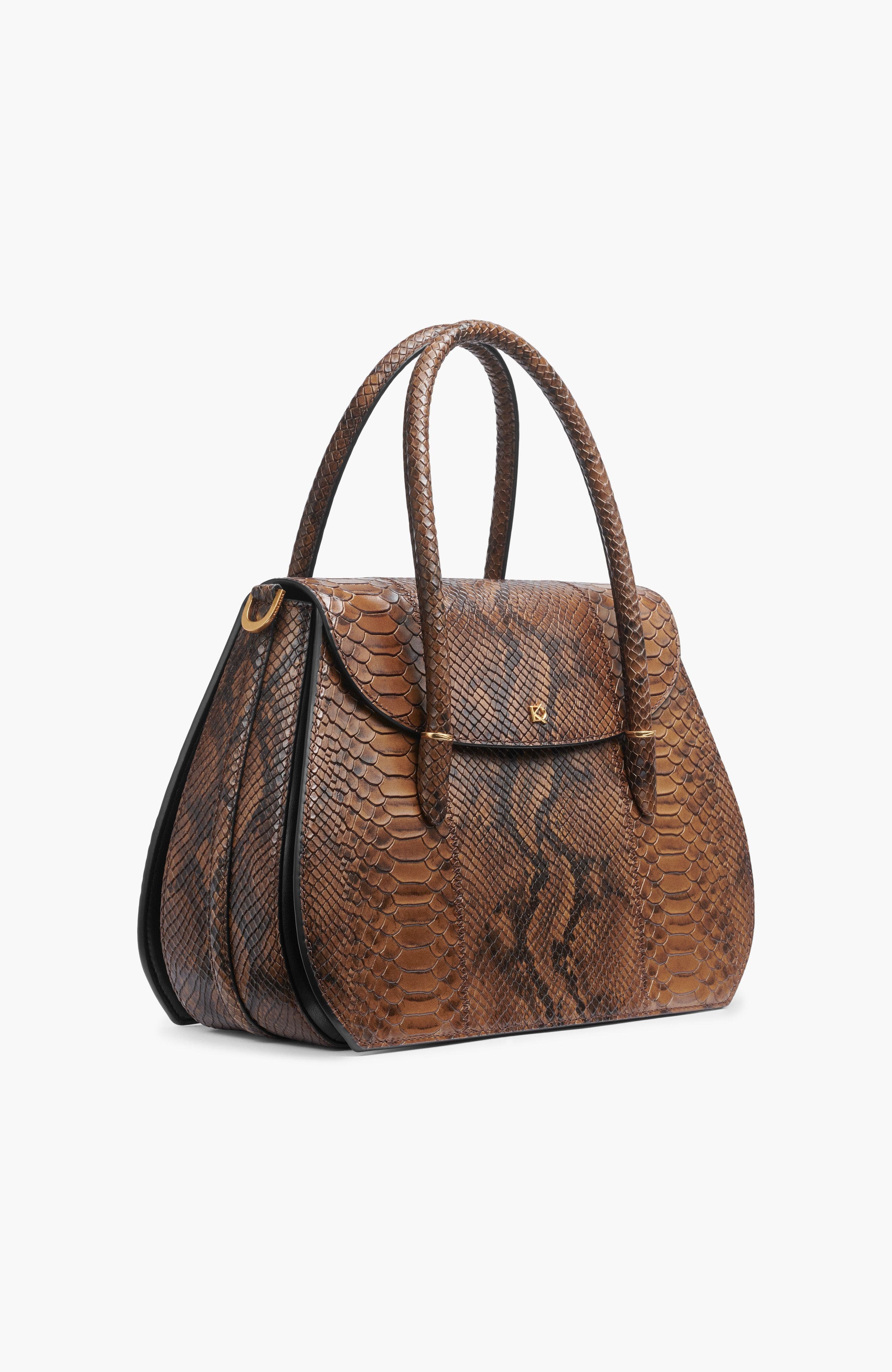 Donna Karan New York Bellerose Flap Python Satchel, Alternate, color, 