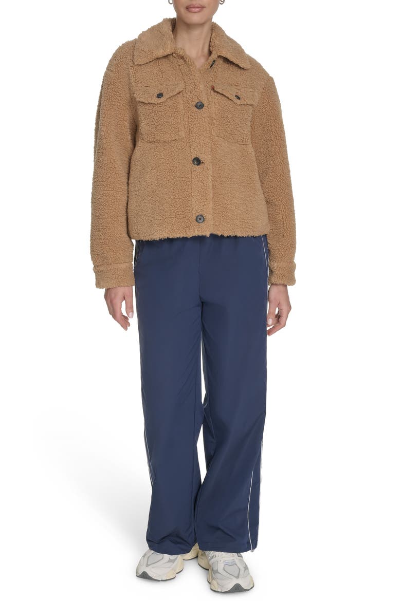 Faux Shearling Shacket, Alternate, color, CHESTNUT