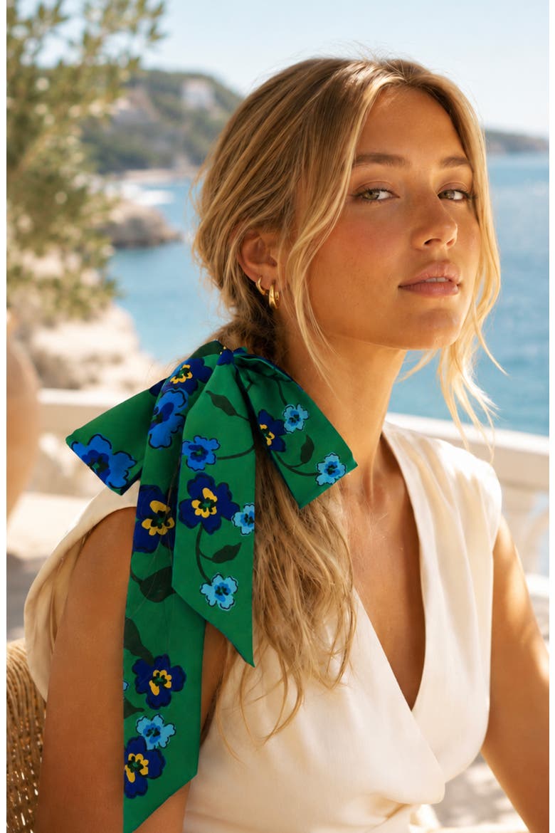 Silk Skinny Scarf Emerald Echo, Alternate, color, Green