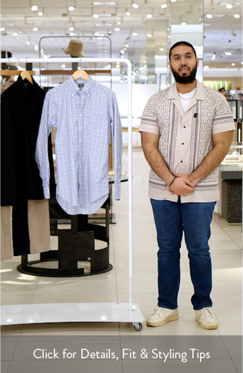 Slim Fit Check Button-Down Oxford Shirt, sales video thumbnail