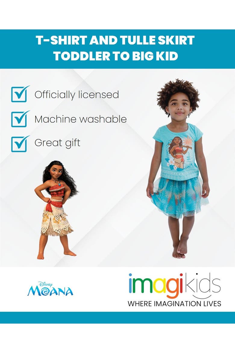 Moana 2-Piece Short Sleeve T-Shirt and Skirt Set, Alternate, color, Mint Green Moana