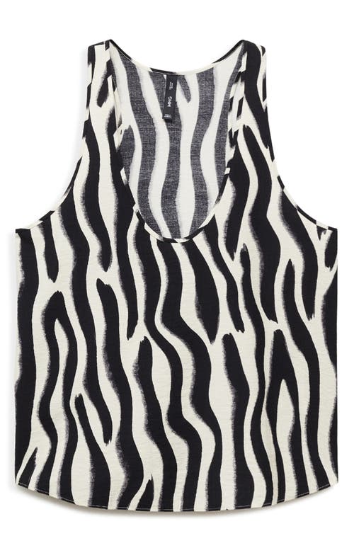 Mango Zebra Print Racerback Sleeveless Top In Black