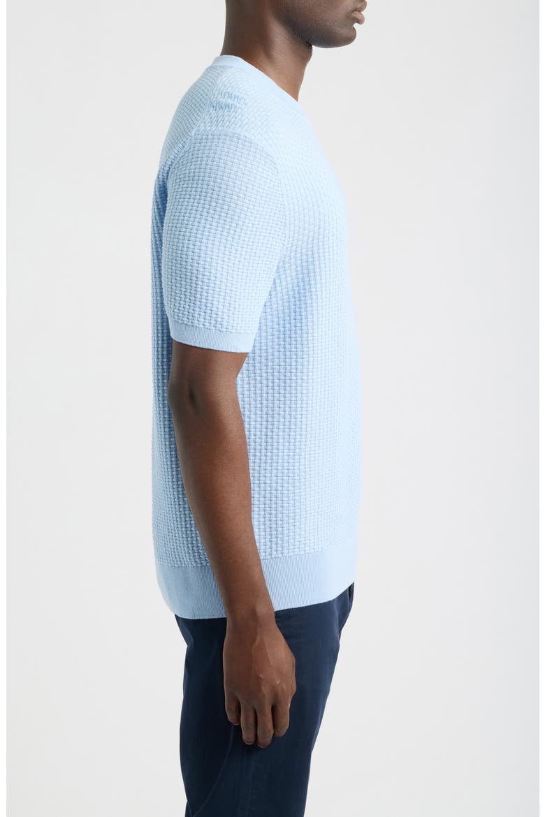 H-Nilton Short Sleeve Basket Weave Cotton Sweater, Alternate, color, LIGHT PAST/ BLUE