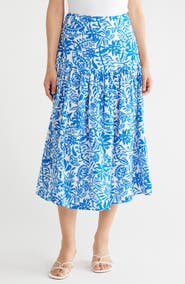 Caslon® Cotton Gauze Tiered Midi Skirt
