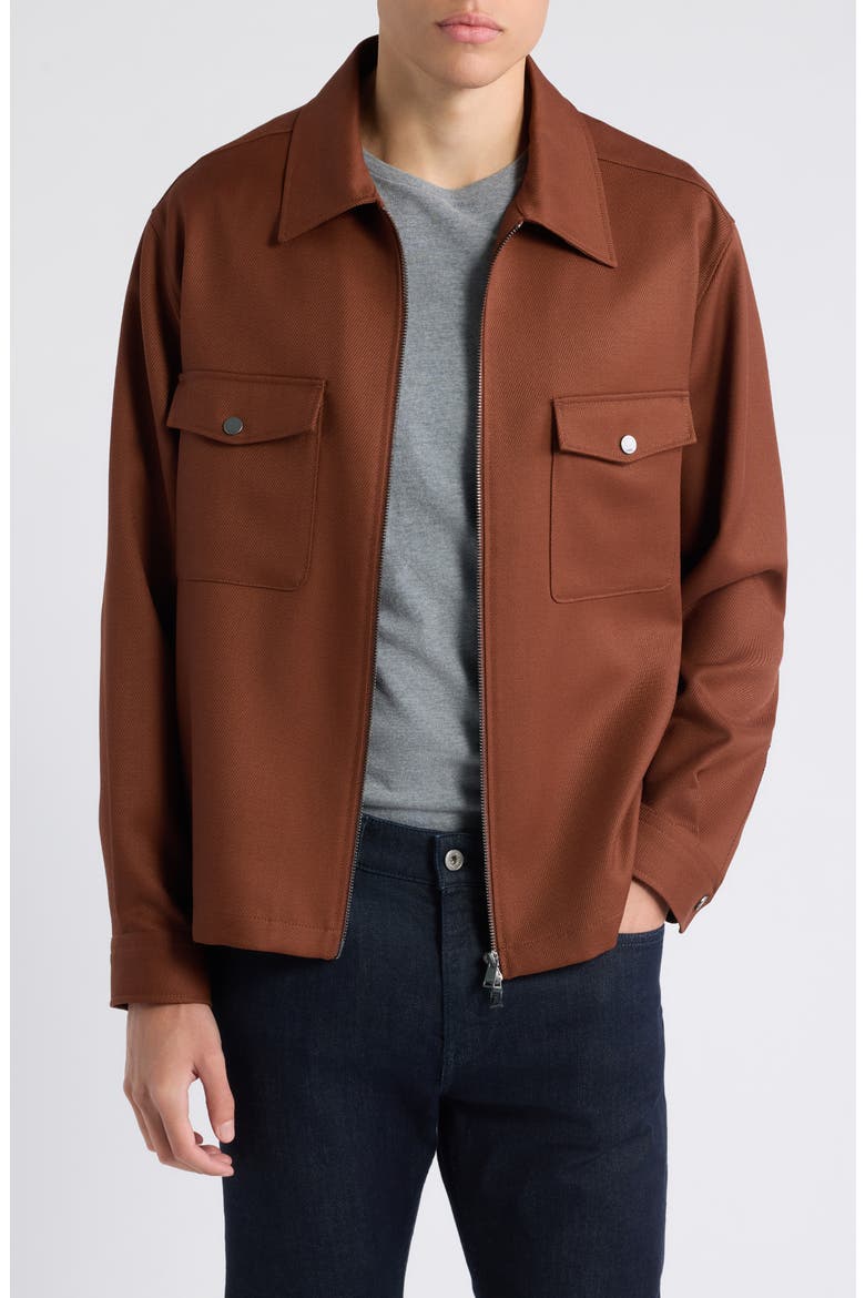 Virgin Wool Zip Shirt Jacket, Main, color, MEDIUM BROWN