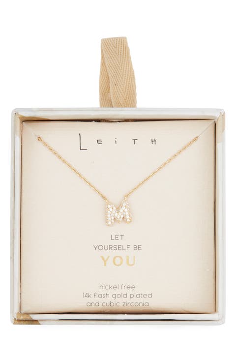 Cubic Zirconia Initial Pendant Necklace