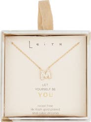 Leith Cubic Zirconia Initial Pendant Necklace