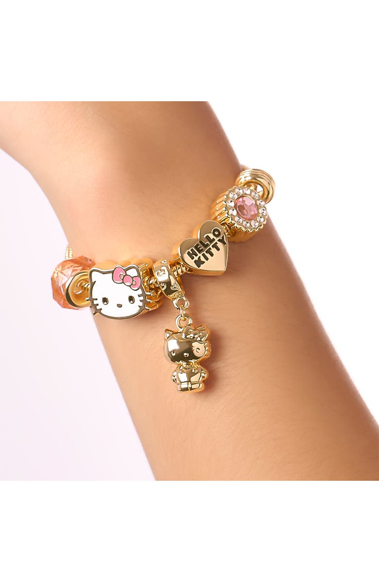 Hello Kitty 7'' Fashion Charm Bead Bracelet, Alternate, color, Gold