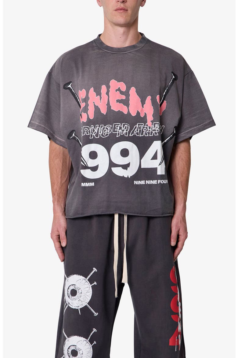 Enemy Oversize Cotton Graphic T-Shirt, Main, color, WASHED BLACK