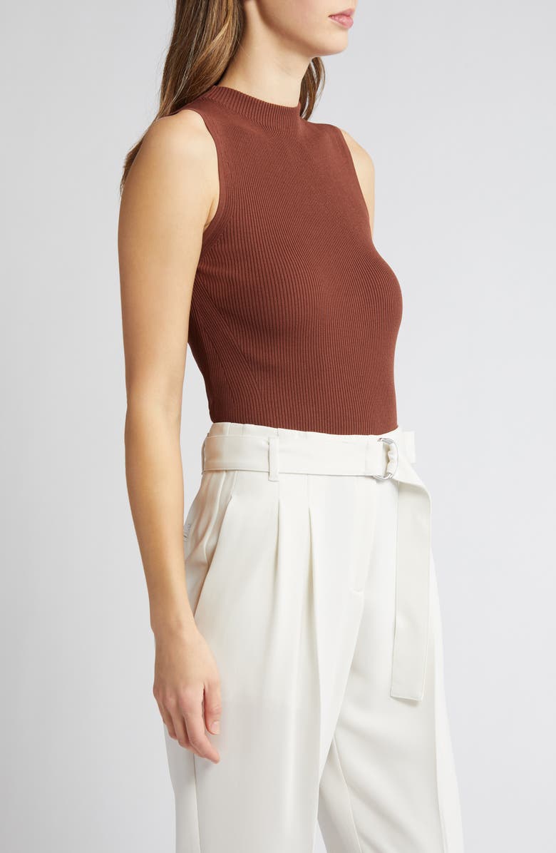 BOSS Feskies Rib Funnel Neck Sleeveless Sweater, Alternate, color, Rust/Coppr