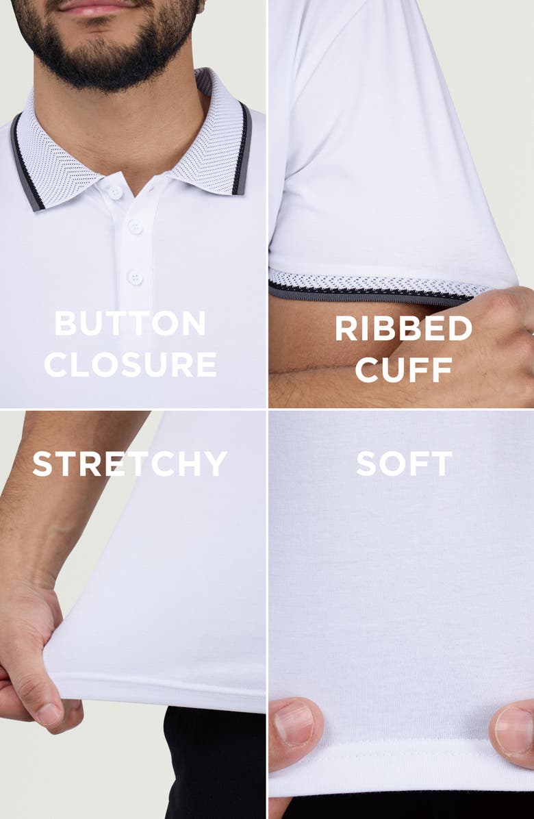 XRAY Texture Cotton Knit Polo, Alternate, color, White/ Light Heather Grey