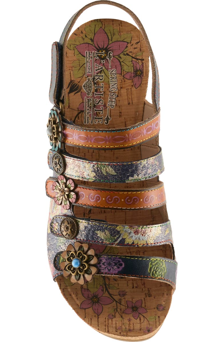 L'Artiste by Spring Step Buckle It Up Strappy Wedge Sandal, Alternate, color, Navy Multi