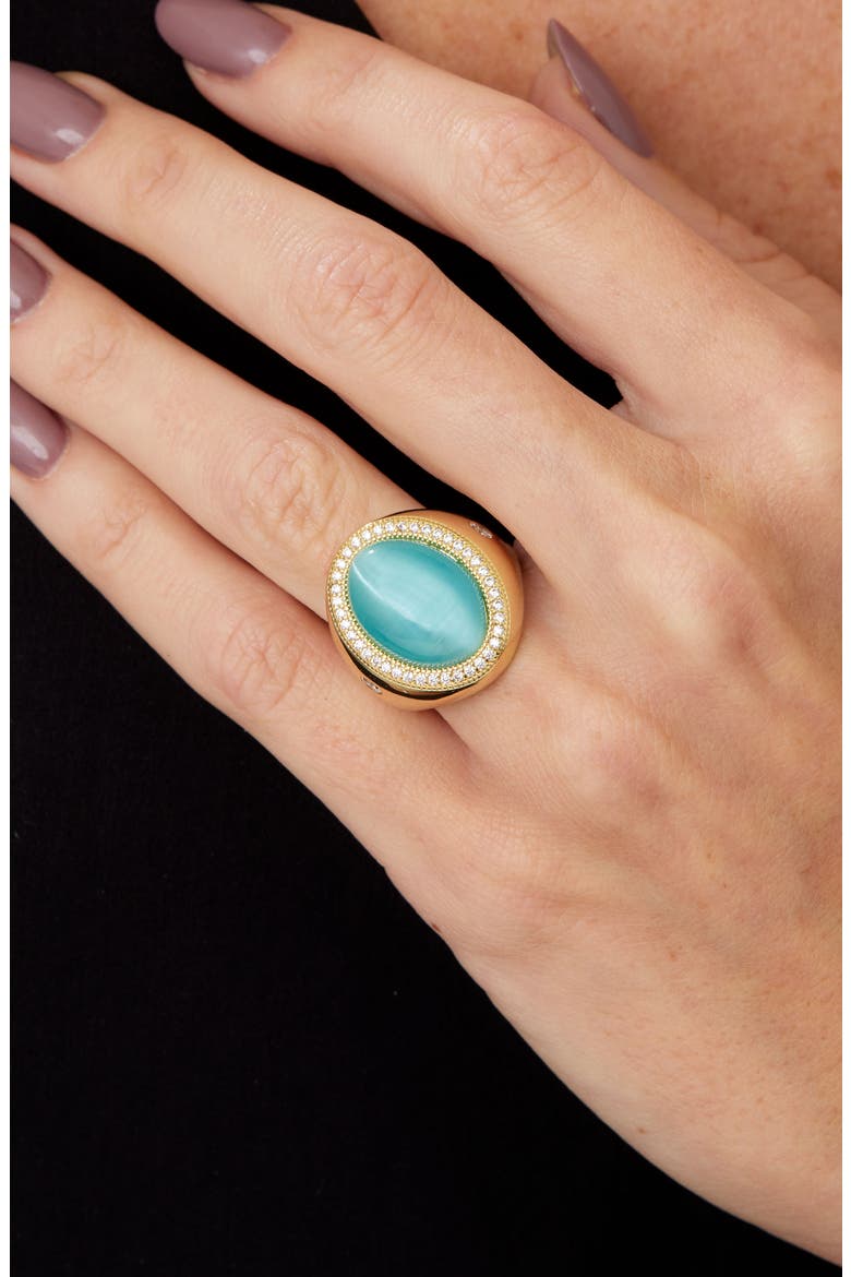 Cat's Eye Glass Statement Ring, Alternate, color, YELLOW