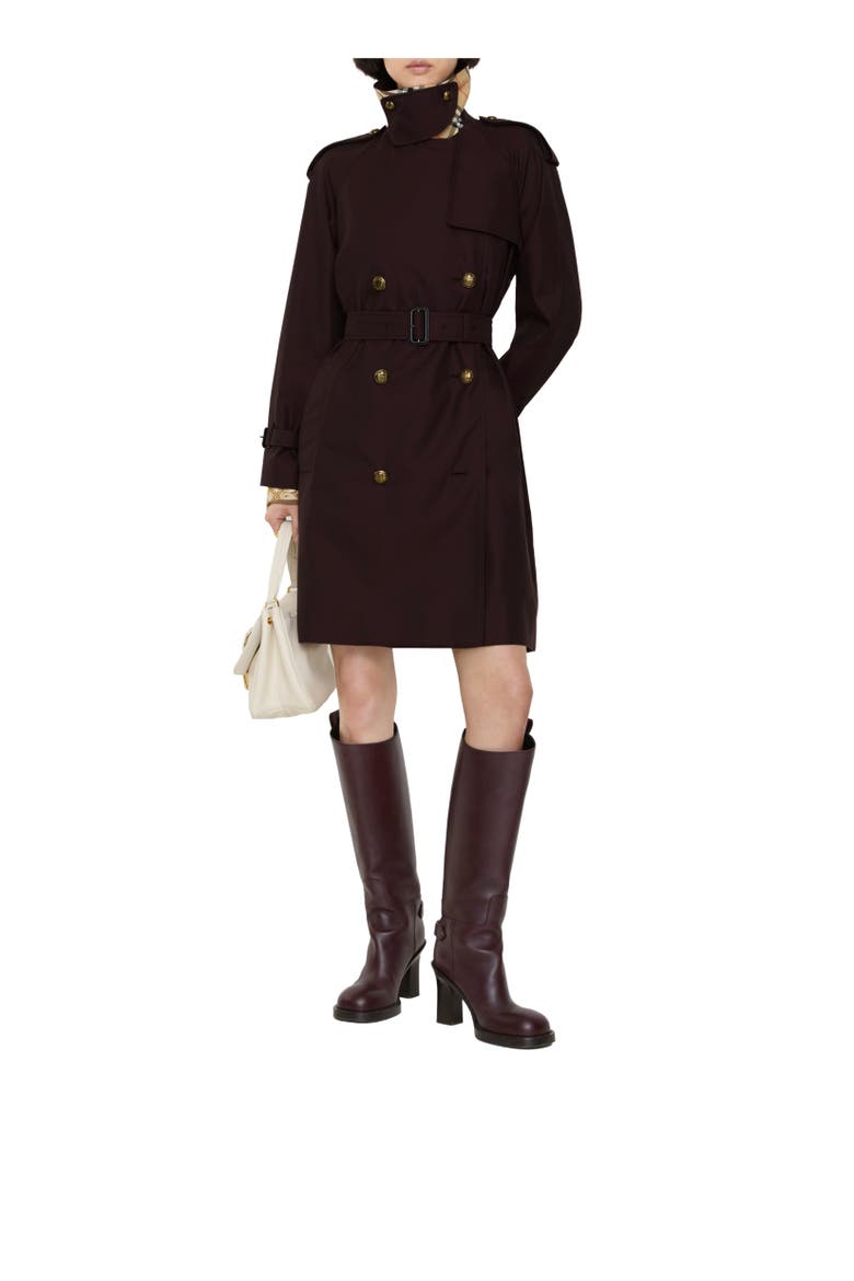 Mid-length Gabardine Castleford Trench Coat, Alternate, color, Mahogany red