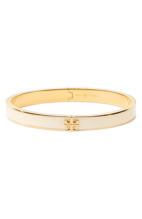 Tory Burch Kira Enamel Hinge Bracelet In Tory Gold/new Ivory