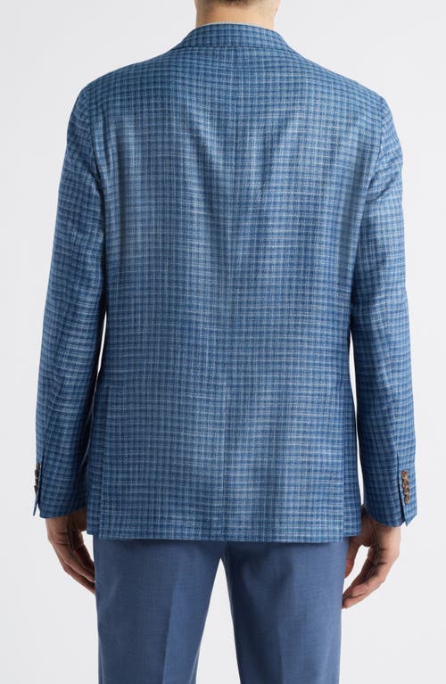 Jack Victor Midland Contemporary Fit Slub Blue Check Sport Coat In Blue