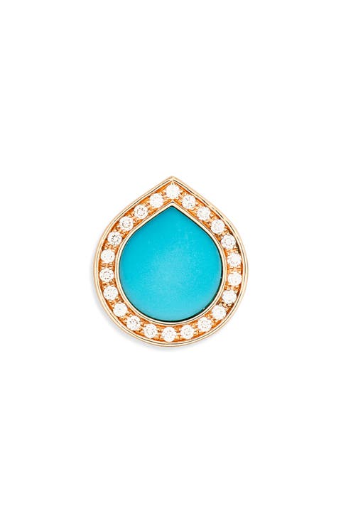 Antifer Turquoise & Diamond Pavé Stud Earring