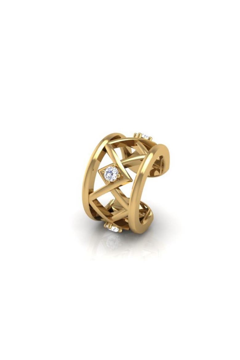 Criss Cross Ear Cuff Mid Ear, Main, color, Yellow Gold