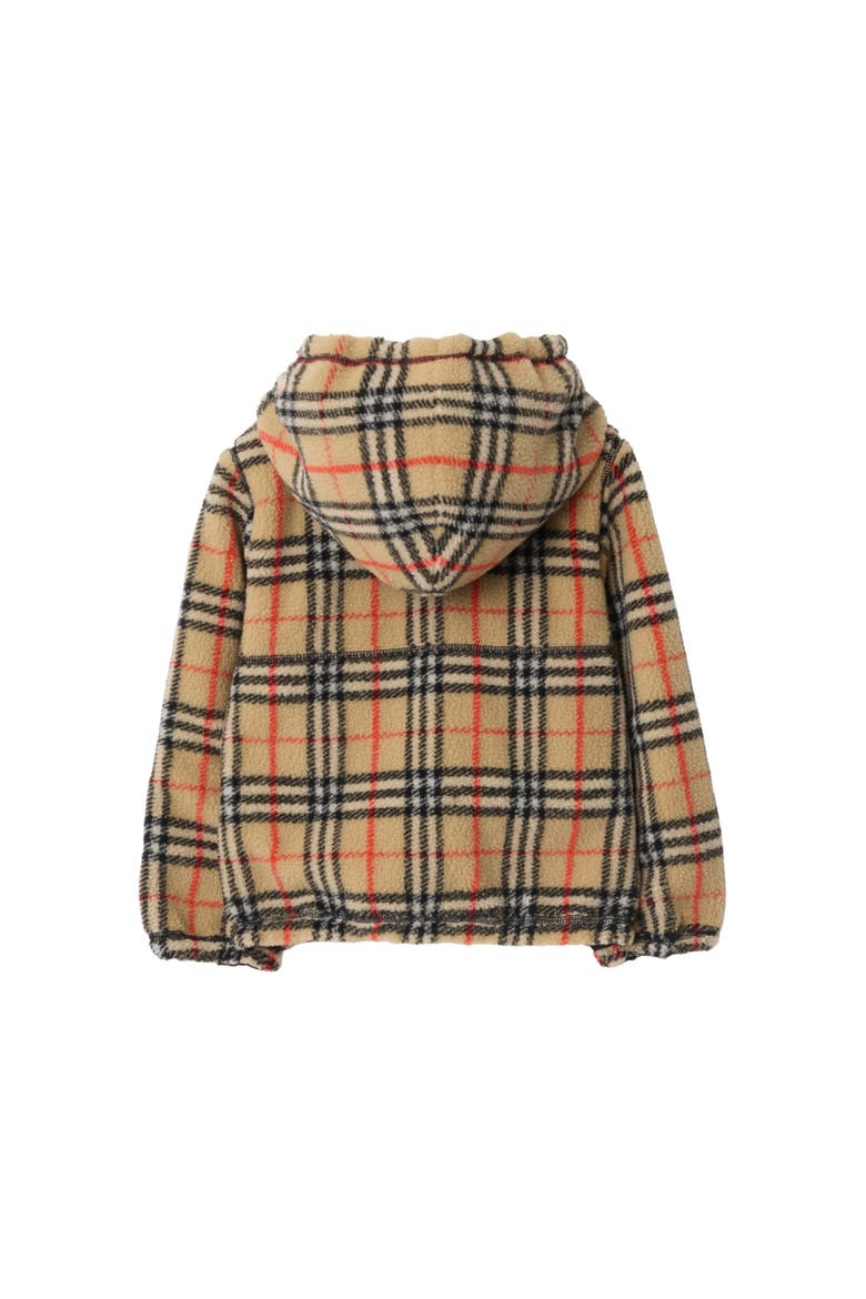 Reversible Check Fleece Hooded Jacket, Alternate, color, Black