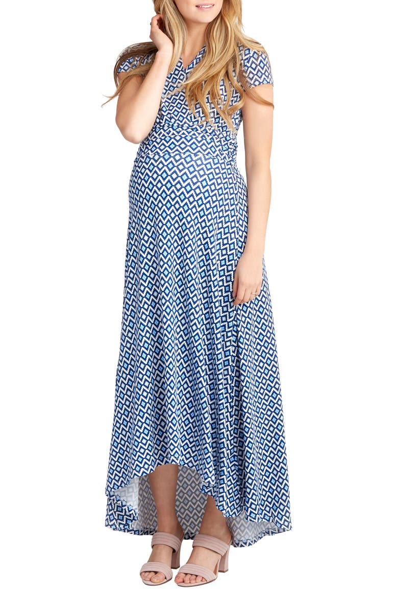 Caroline Maternity/Nursing Maxi Dress, Main, color, BLUE GEO