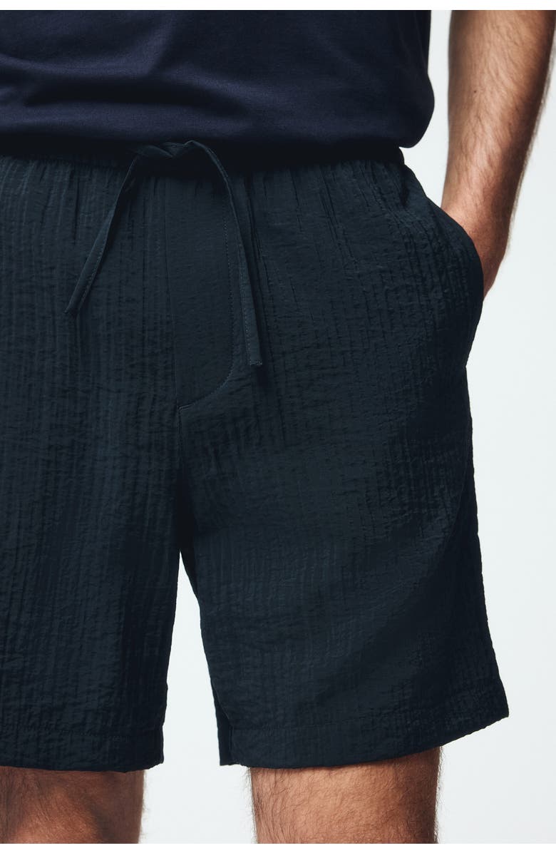 H&M Relaxed-fit textured shorts, Alternate, color, Black