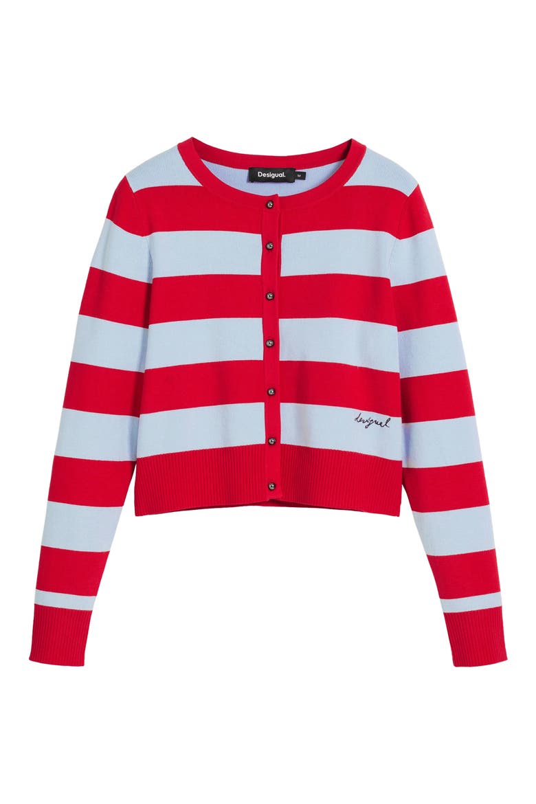Stripe Cardigan Sweater, Alternate, color, RED