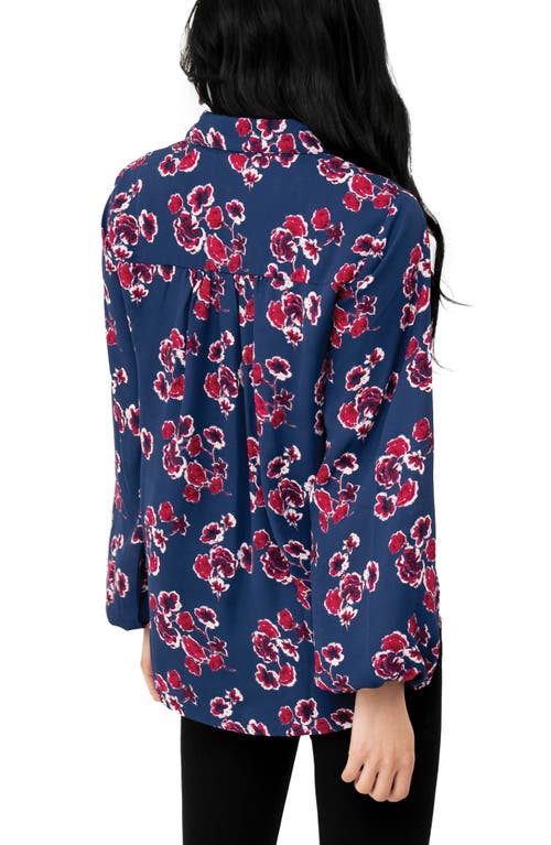 Gibsonlook Button Front Blouson Sleeve Blouse In Multi