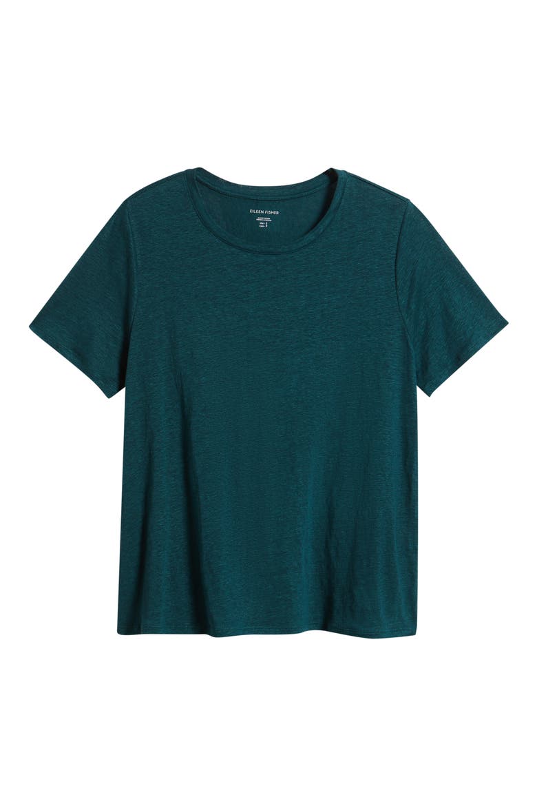 Organic Linen Crewneck T-Shirt, Alternate, color, KELP