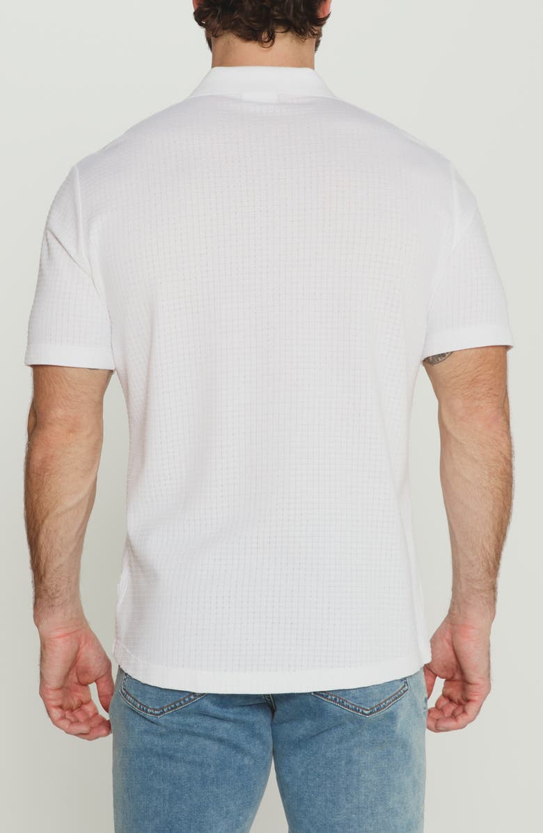 7 Diamonds Landry Waffle Knit Short Sleeve Button-Up Shirt, Alternate, color, White