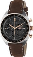 Gucci Interlocking Chronograph Leather Strap Watch