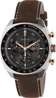 Gucci Interlocking Chronograph Leather Strap Watch