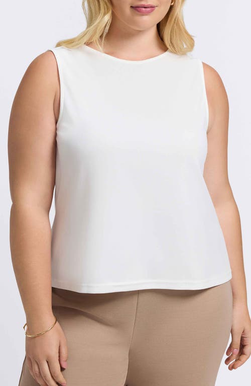 Foxcroft Callie Sleeveless Crepe Knit Top In White
