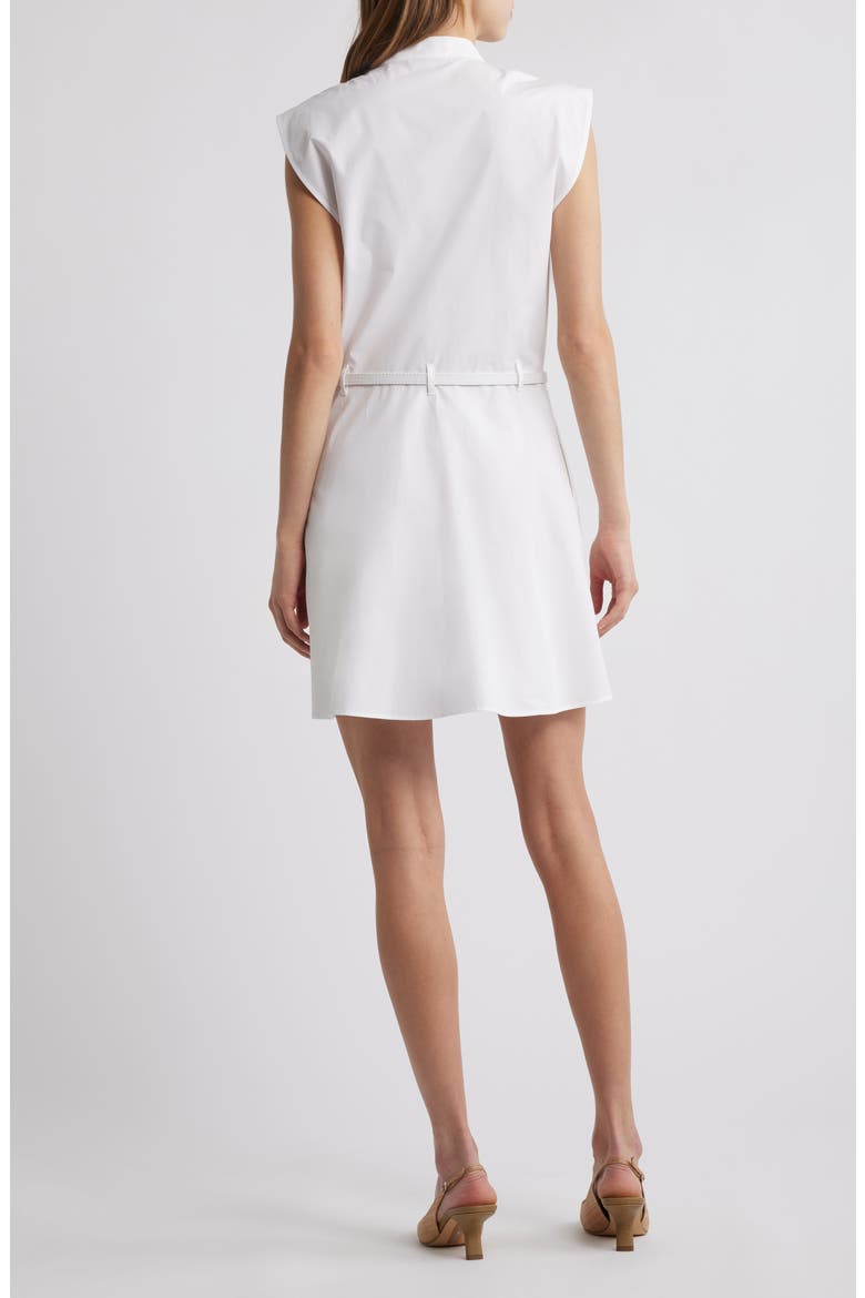 Cap Sleeve Cotton Safari Shirtdress, Alternate, color, WHITE