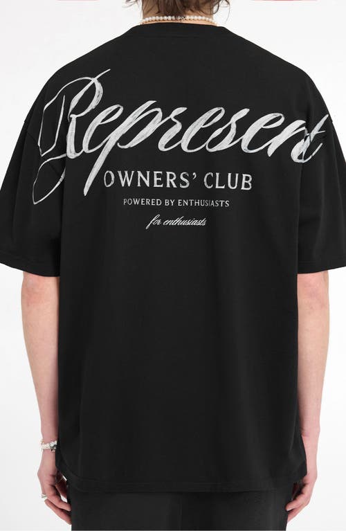 Represent Owners' Club Script Graphic Short Sleeve Sweatshirt In Black