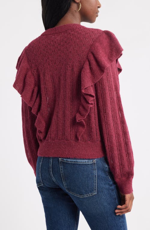 Treasure & Bond Ruffle Pointelle Sweater In Brown